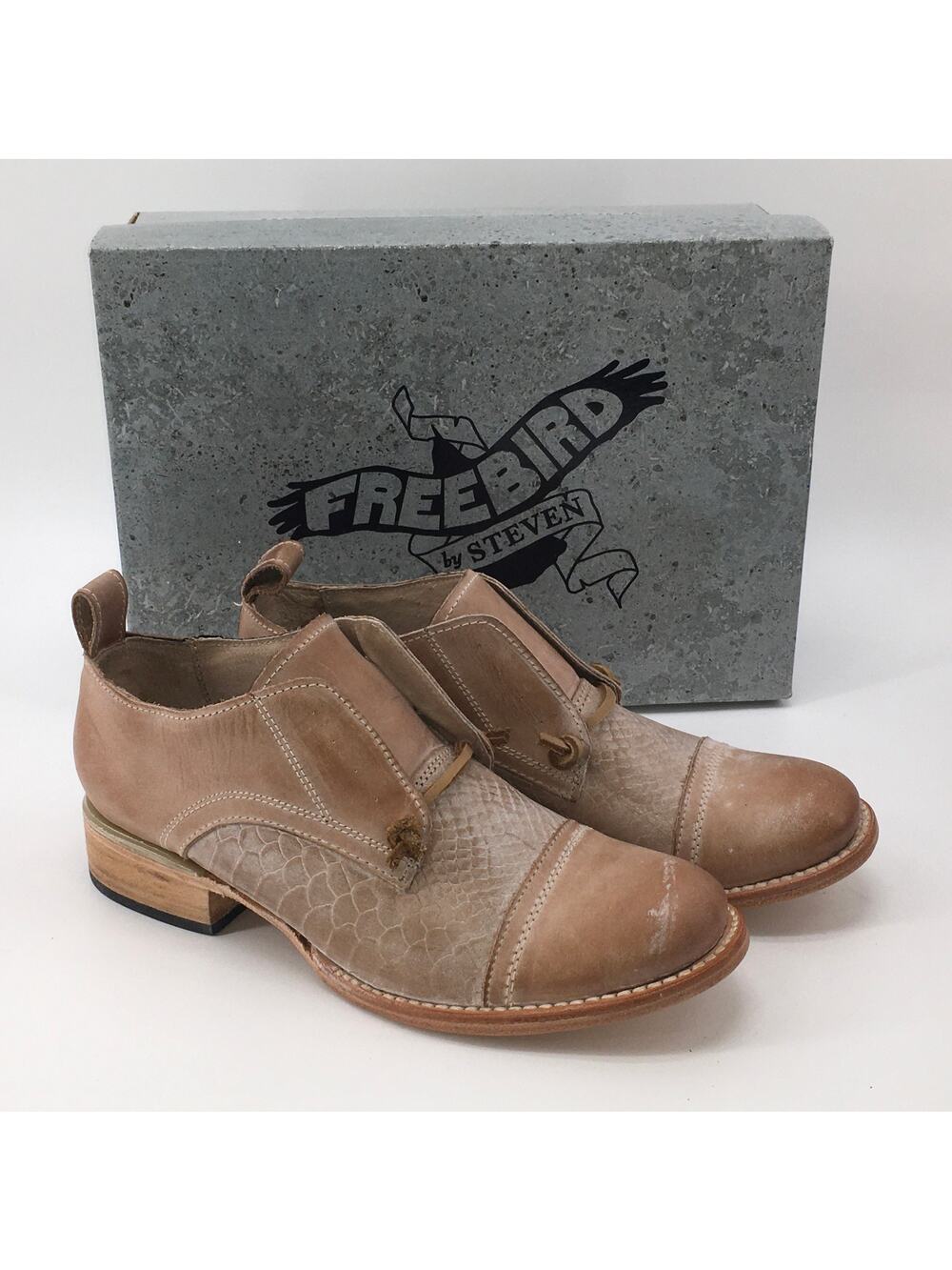 Freebird Mabel Leather Oxford Shoes Womens 8 Taupe Tan Western Cowgirl Boho